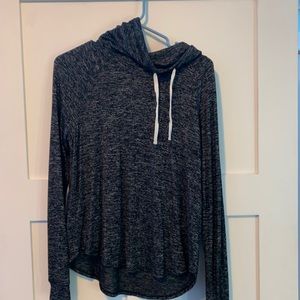 gray and white cowl neck